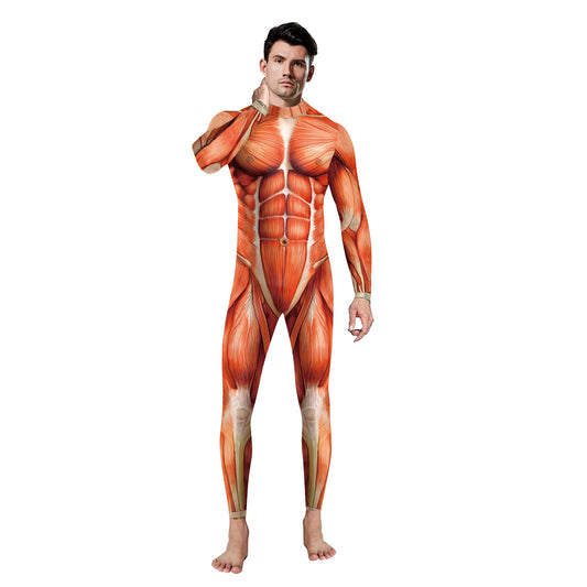 Halloween stage performance costume muscle line one-piece leggings explosive stage costume suit