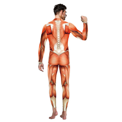 Halloween stage performance costume muscle line one-piece leggings explosive stage costume suit