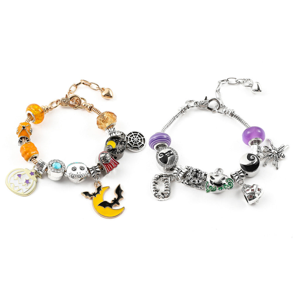 Halloween Combination Bracelet Pumpkin Head Spider Bat Ghost Pendant