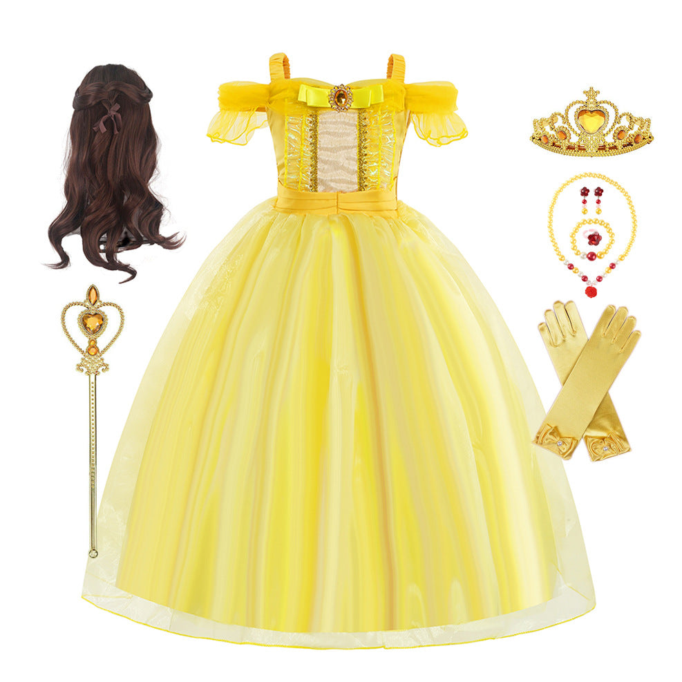 Children's dress Beauty and the Beast Belle golden performance costume