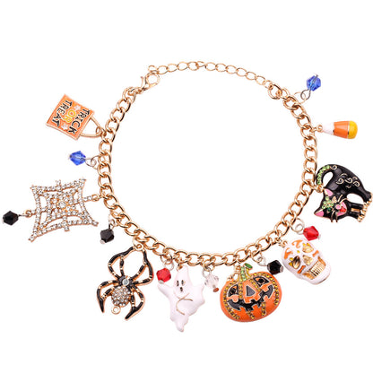 Halloween Combination Bracelet Pumpkin Head Spider Bat Ghost Pendant