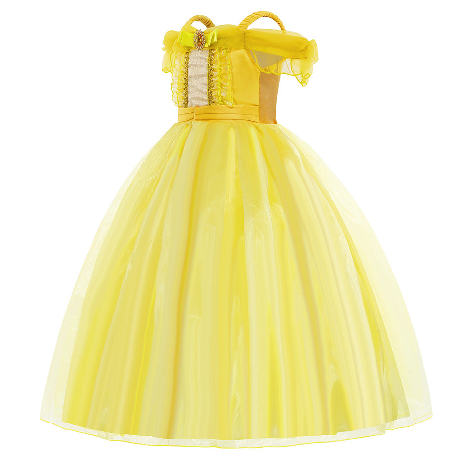 Children's dress Beauty and the Beast Belle golden performance costume