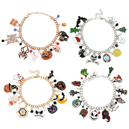 Halloween Combination Bracelet Pumpkin Head Spider Bat Ghost Pendant