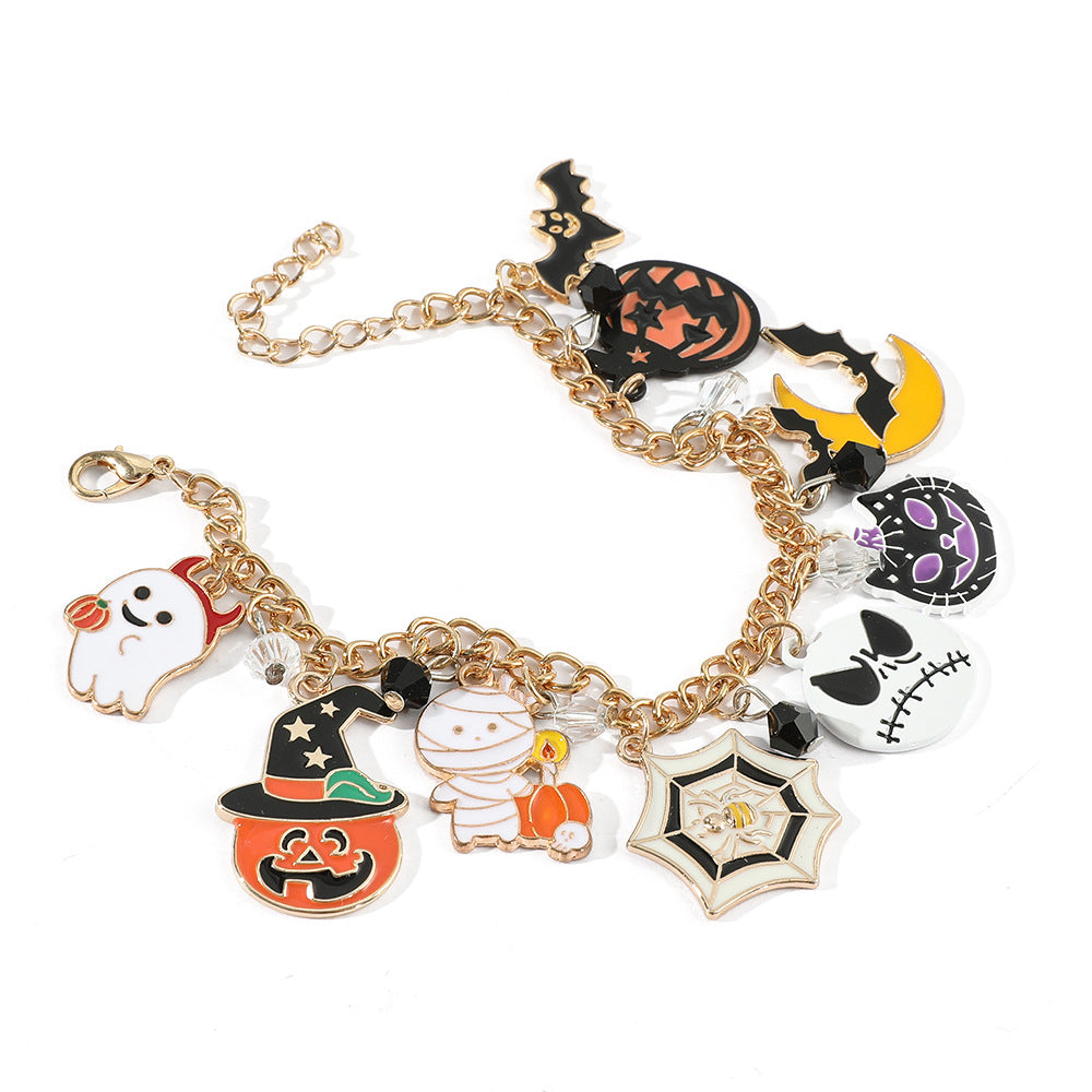 Halloween Combination Bracelet Pumpkin Head Spider Bat Ghost Pendant