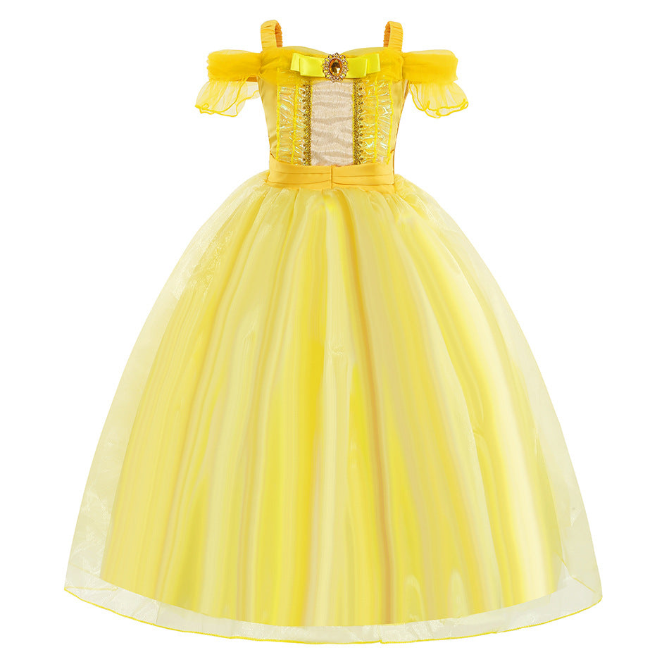 Children's dress Beauty and the Beast Belle golden performance costume